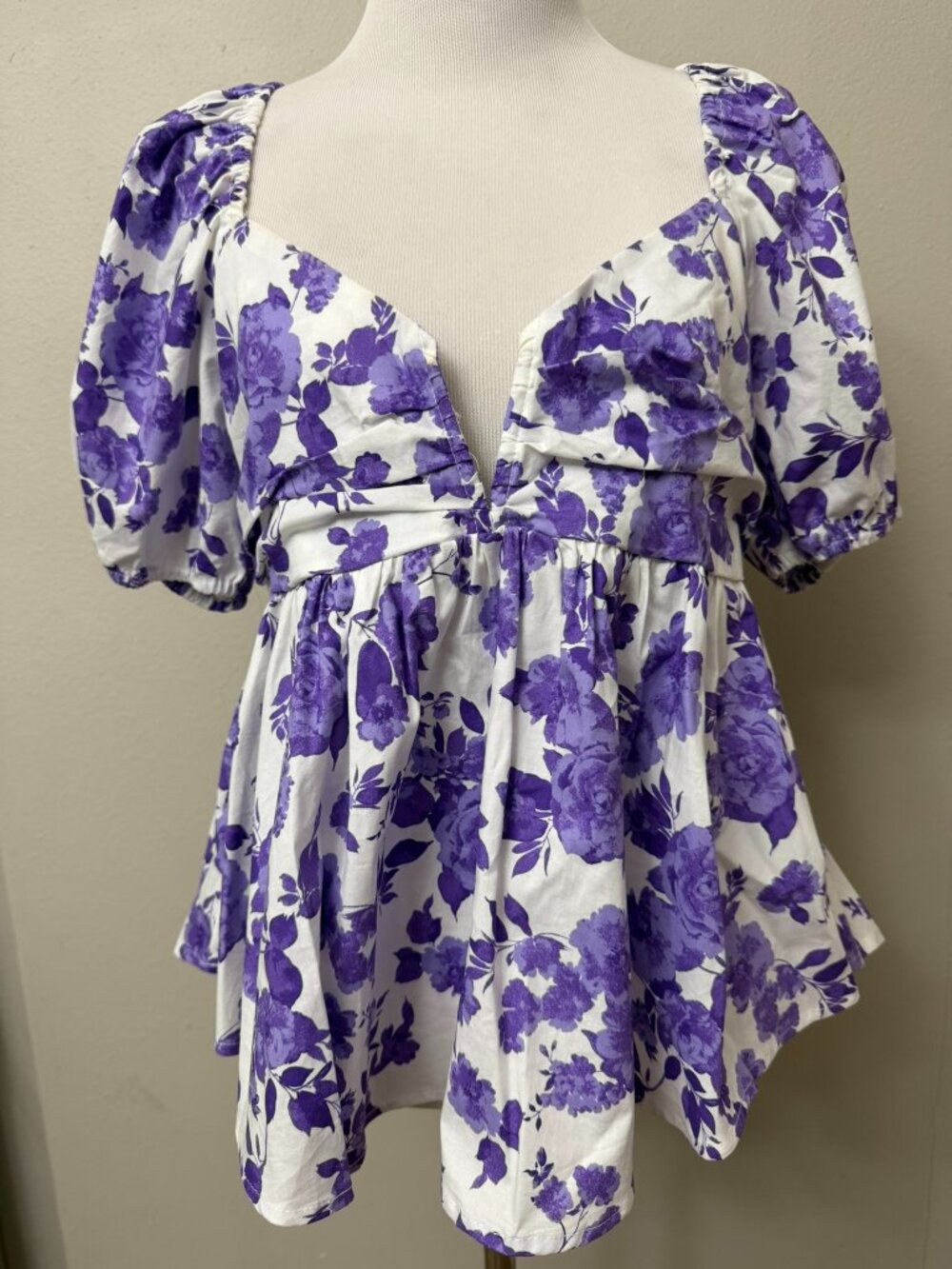 NWT! Buddy Love Purple Floral Houston Peplum Blouse Medium